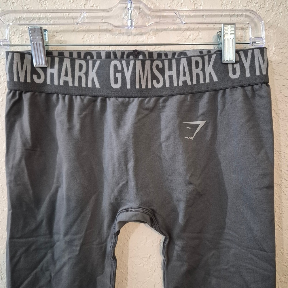 Gymshark Flex Seamless High Waisted Leggings M Charcoal Gray Logo Activewear - Picture 5 of 8